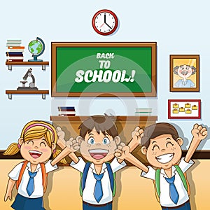 Girl and boys cartoon of back to school design