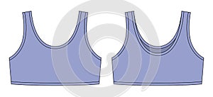 Girl bra technical sketch illustration. Cool blue color. Casual underclothing photo