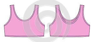 Girl bra technical sketch illustration. Pink color. Casual underclothing photo