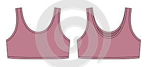 Girl bra technical sketch illustration. Pudra color. Casual underclothing photo