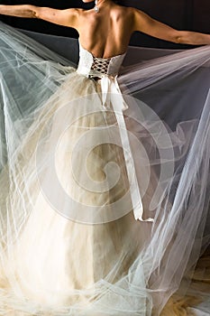Girl-bride in a wedding dress