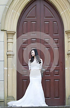 Girl bride in wedding dress