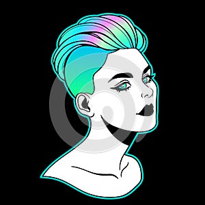 Girl with a bright undercut