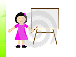 Girl With Brush Shows Child Creativity Or Painting