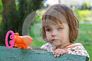 Girl with a bubble making gun