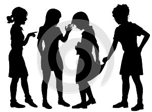 Girl bullies silhouette