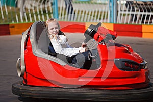 Girl in a bumper car