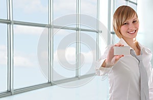 Girl with business card