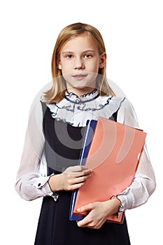 Girl with business folders