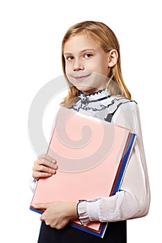 Girl with business folders