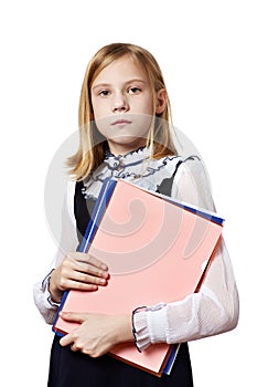 Girl with business folders