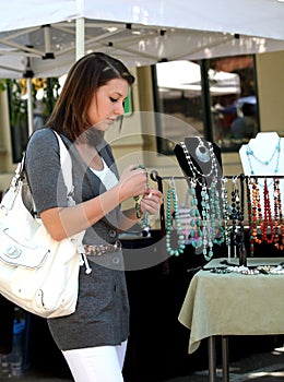 Girl buying jewelry