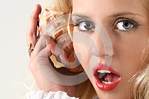 Girl call by shell phone