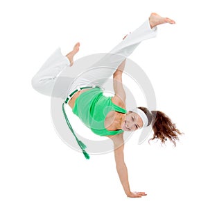 Girl capoeira dancer posing