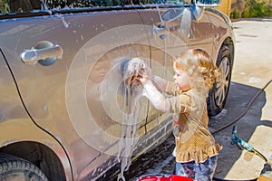 Girl car washing