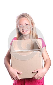 Girl carrying box