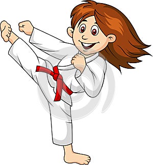 Girl cartoon doing martial art photo