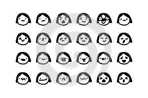 Girl cartoon illustration set of emotions expressive head photo