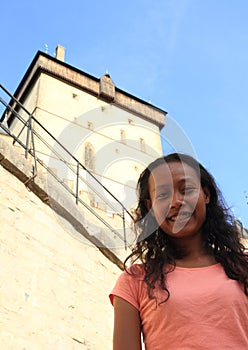 Girl on Castle Karlstejn