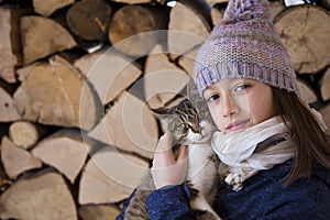 Girl with cat friends forever