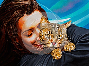 Girl and Cat