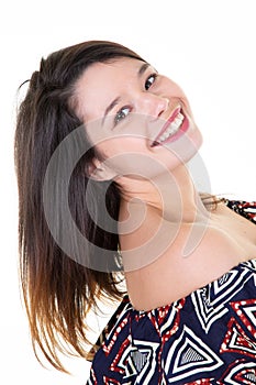 Girl caucasian posing portrait in white studio background concept young beauty and fashion