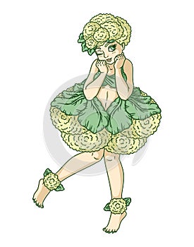 The girl in the cauliflower costume