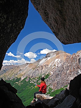 Girl in the cave mountain