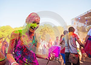 Girl celebrate holi festival