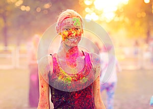 Girl celebrate holi festival