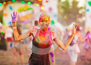 Girl celebrate holi festival