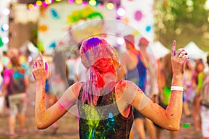 Girl celebrate holi festival