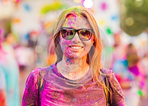 Girl celebrate holi festival