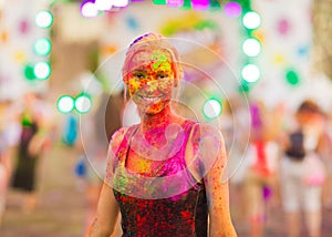 Girl celebrate holi festival