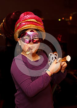 A girl celebrating New Year's Eve