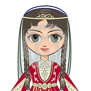 The girl in the Chechen suit. Historical clothes .Portrait, avatar