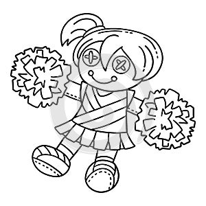 Girl Cheerleader Plushie Isolated Coloring Page photo