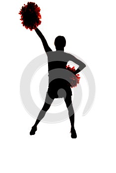 Girl cheerleader silhouette with one hand up in air