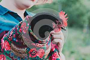 Girl and chicken