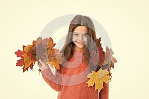 Girl child cozy sweater. Hygge concept. Autumn pleasures. Feeling cozy this days. Cozy days. Childhood happiness. Fall