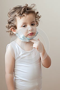 Girl child epidemic flu medicine medical mask kid