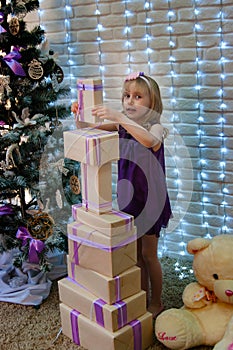 Girl and Christmas gifts