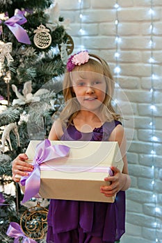 Girl and Christmas gifts