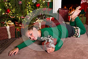 Girl with christmas presents