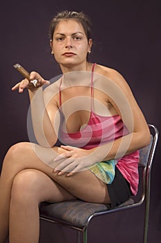 Girl with cigar