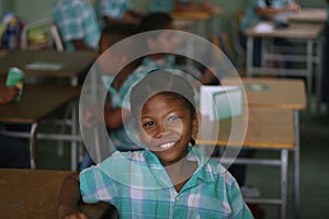 Girl in classroom, paramaribo,
