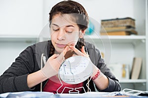 Girl cleaning pores