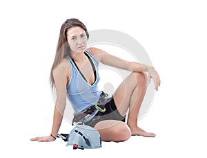 Girl in climbing equipment