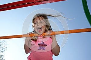 Girl on climbing frame