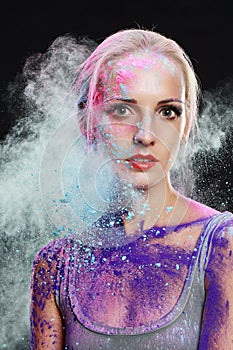 Girl with colored powder